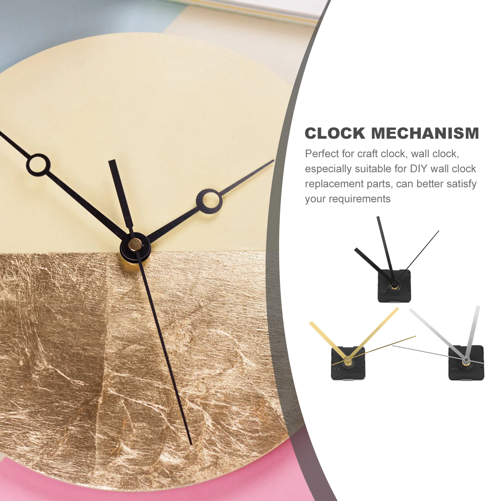 

3 set 3 Sets Mute Movement Mechanism Gold Black Silver Color Movement Clock Kit Wall Clock Parts Replacement