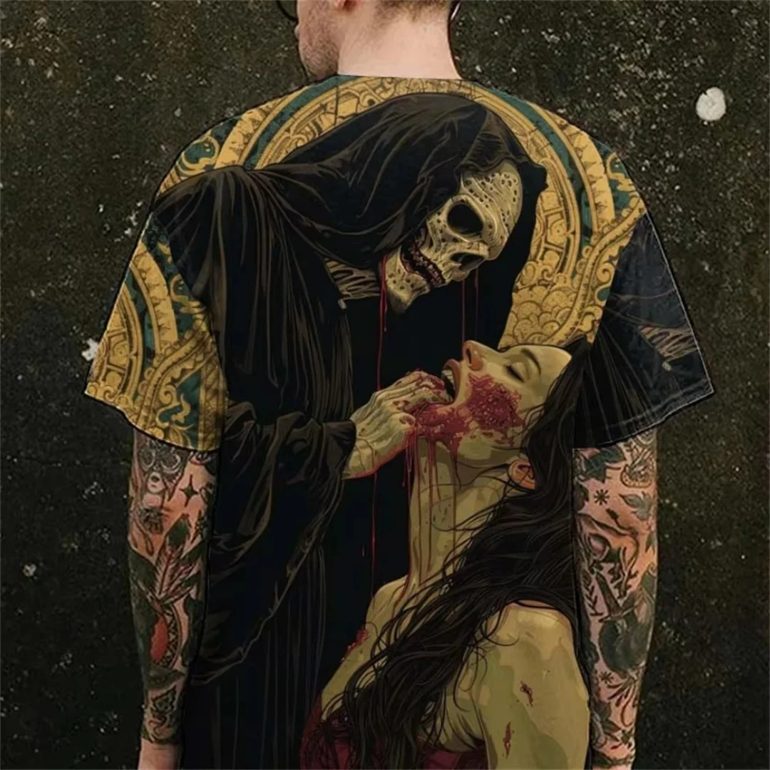 Halloween crânio horror gráfico camiseta impressão 3d verão lazer seco rapidamente camiseta masculina roupas infantis t y2k mulher