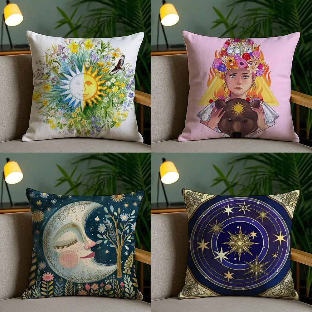 Nordic Midsummer Festival Cushion Cover Plush Fabric Soft Double Sided Print Home Sofa High Quality Cushion