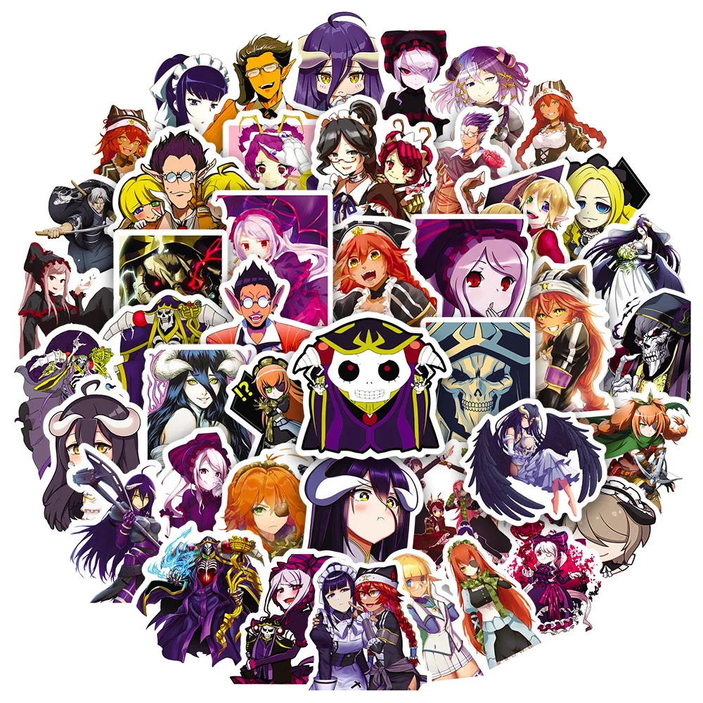 50Pcs Anime Two-dimensional Overlord Series Graffiti Stickers Suitable for Laptop Helmets Desktop Decoration DIY Stickers