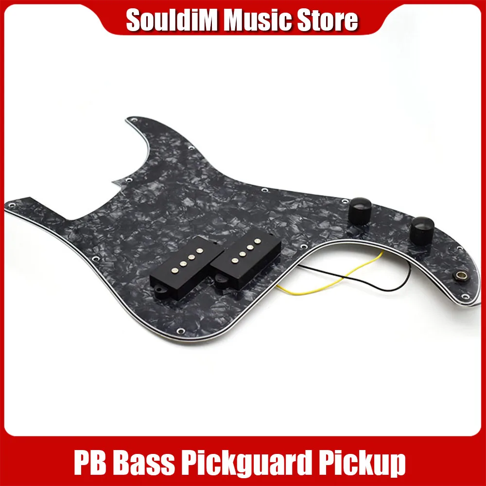 Pickguard per basso PB P caricamento precablato adatto per basso di precisione, adatto per basso P a 4 corde nero rosso perle