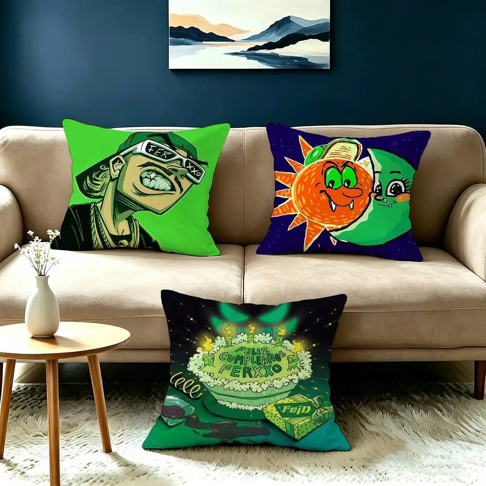 Latin urban Rapper Ferxxo Square Double-Sided printed Pillow Case Bedroom Bedside Pillow Sofa Cushion Cover