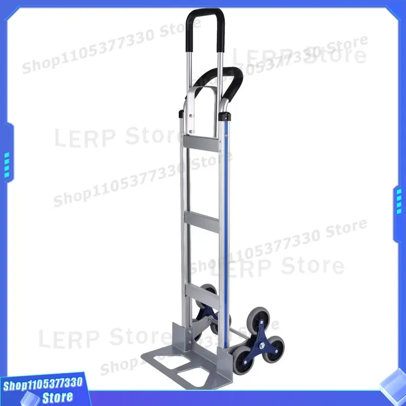 Heavy Duty Aluminum Alloy Platform Trolley Silent 6 Wheel Hand Truck Thickened Base Cart for Warehouse Loading and Moving