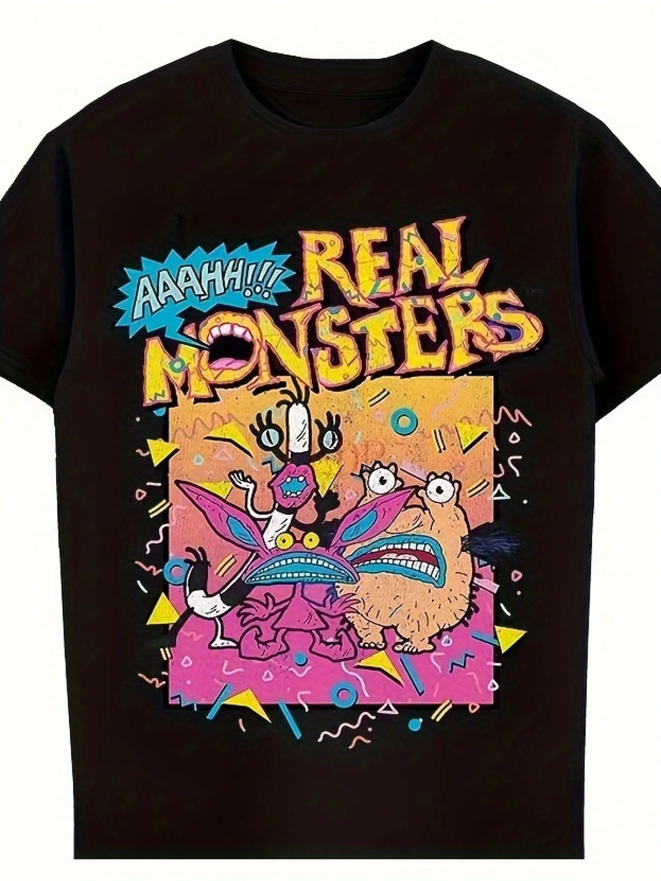 

New Summer Tshirt Aaahh Real Monster Classic Retro Poster High Quality Tshirt Harajuku Mens Pattern Tshirt Top