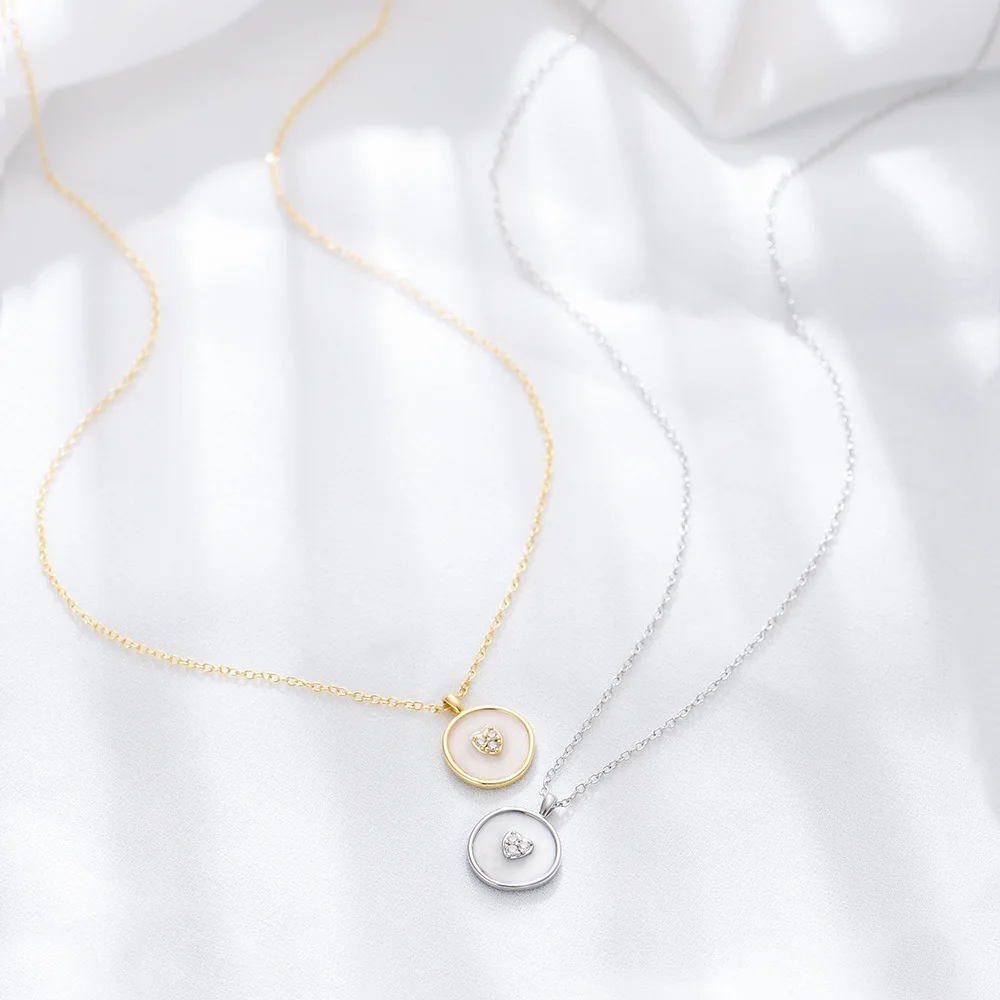 

S925 Silver Irregular Circle - Enamel Zircon, Unique Minimalist Versatile Collar