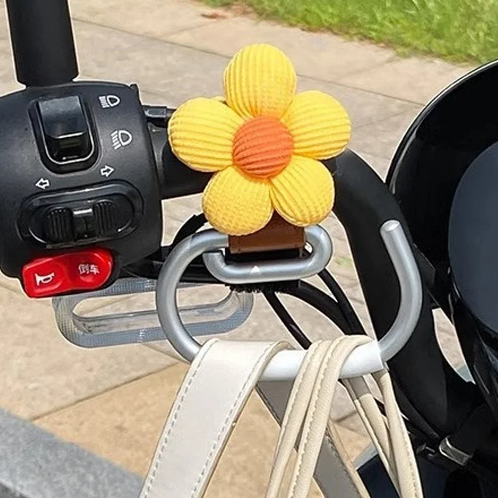 Aluminium Alloy Motorcycle Hand Bar Hook Helmet Storage Luggage Bag Hanger Holder with Flower For Bicycle Scooter Electric Bike