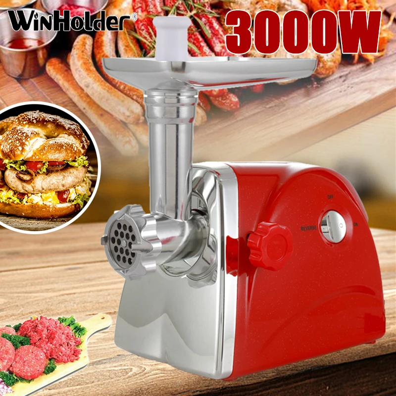 

Winholder 3000W Multifunctional Electric Grinder Food Processors Meat Grinder Kitchen Sausage Maker Filler Mincer Stuffer Red