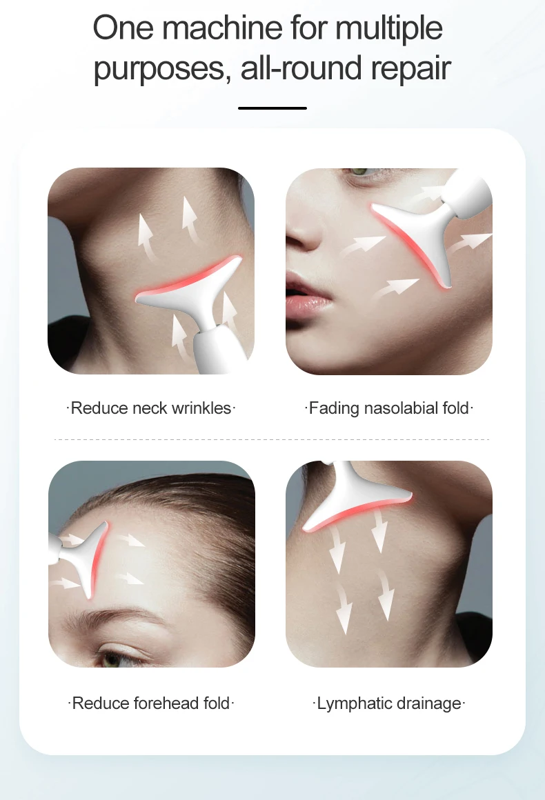 しわ除去フェイシャルネックデバイス,肌の引き締めとダブルシワ除去のためのフォトンセラピーデバイス