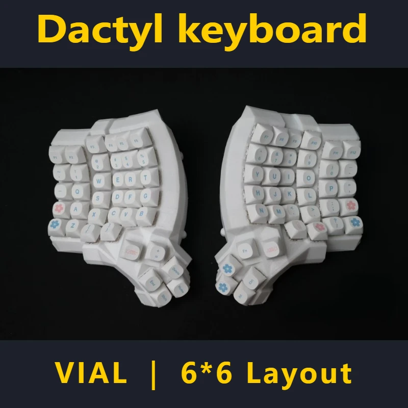 

Dactyl Manuform 6*6 Wired Split Keyboard Ergonomic Hot Swap PETG Material Custom Layout Type-c Curve Mechanical Keyboard VIAL