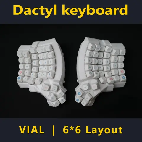 Dactyl Manuform 6*6 Wired Split Keyboard Ergonomic Hot Swap PETG Material Custom Layout Type-c Curve Mechanical Keyboard VIAL