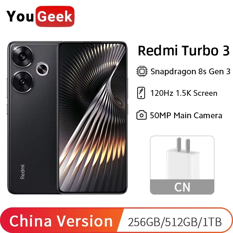 Xiaomi Redmi Turbo 3 NFC 120Hz 1.5K Display 50MP Camera Snapdragon 8s Gen 3 Octa Core SmartPhone 5000mAh Battery China Version