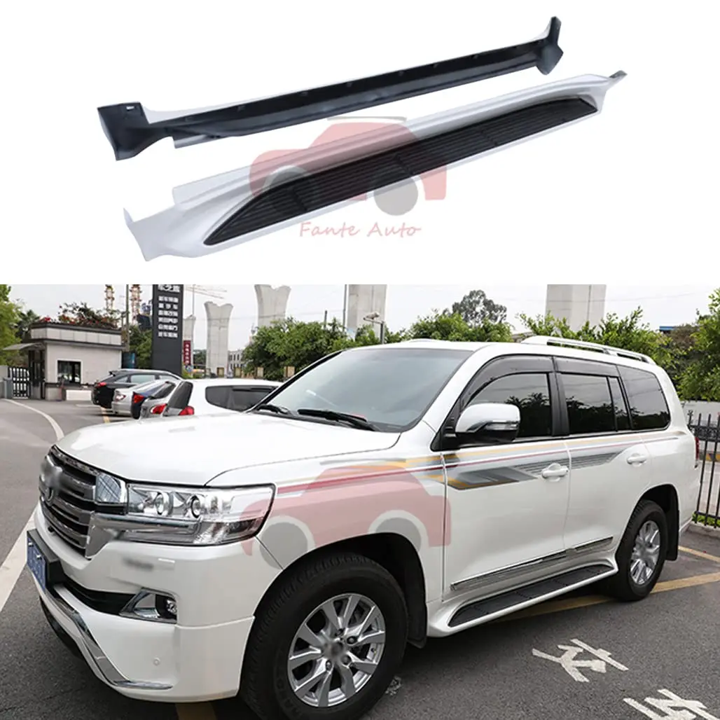 FANTE 2PCS Aluminum Running Boards Side Steps Nerf Bars Side Pedals Protector Fits for Land Cruiser LC200 J200 2008-2021 White