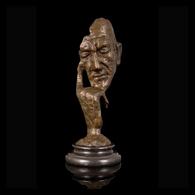 

[New] Crafts Sculpture Famous Rodin Bronze Art Decor Bronze Thinking Man Bust Statue for Collectible