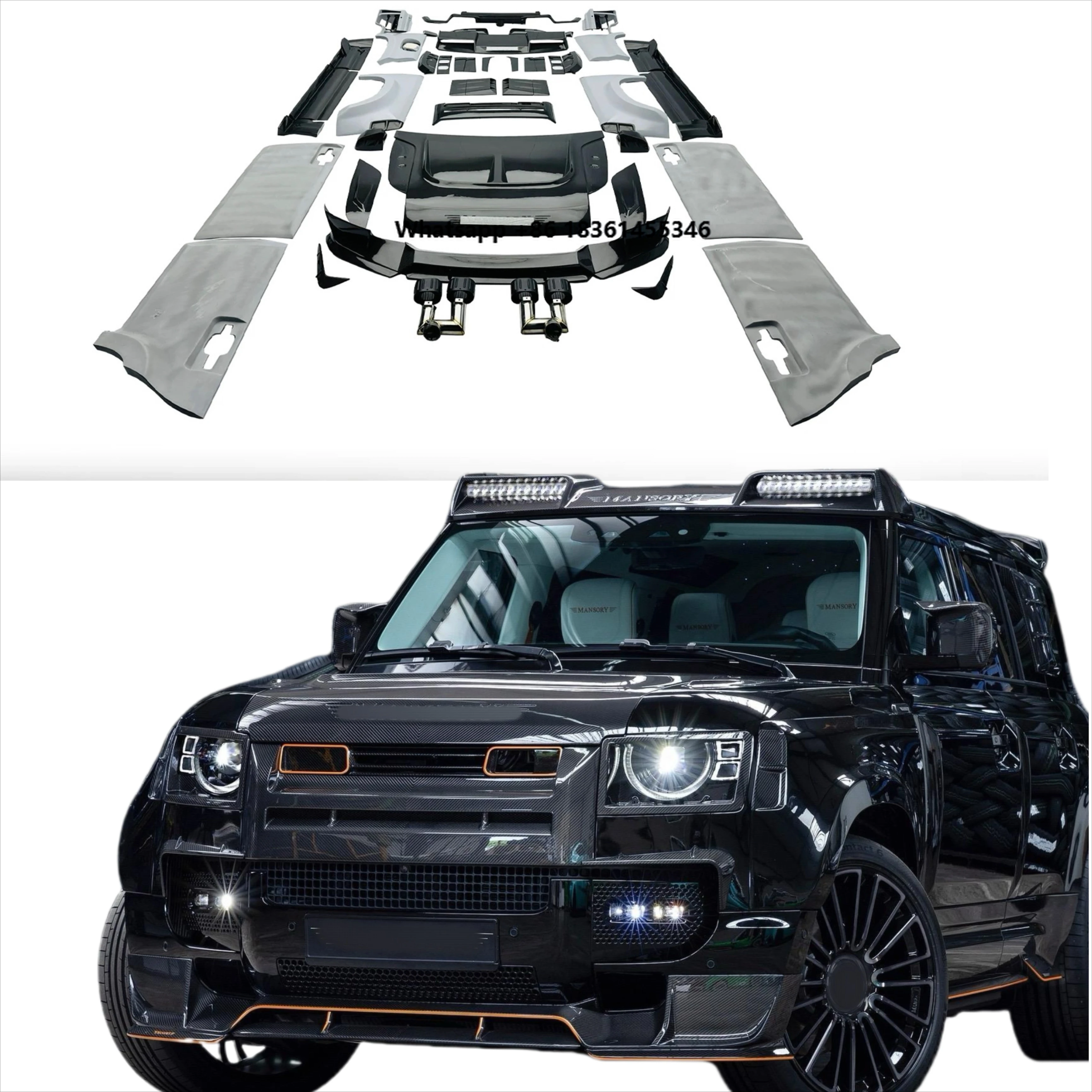 for  Defender 110 Fenders Front Bumper Rear Bumper MSY Style Dry Carbon Fiber Wide Body Kit