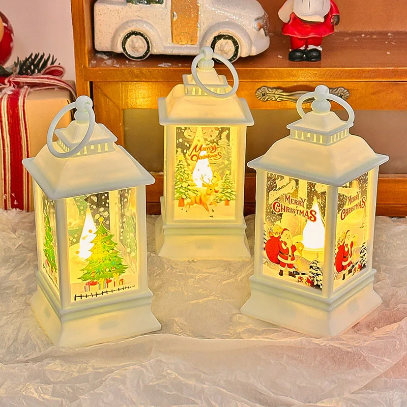 Décorations de Noël Lampe à Vent de Style Vieil Homme et Bonhomme de Neige, Veilleuse ci-après, Ornements de Bureau, 1 Pièce, 2 Pièces