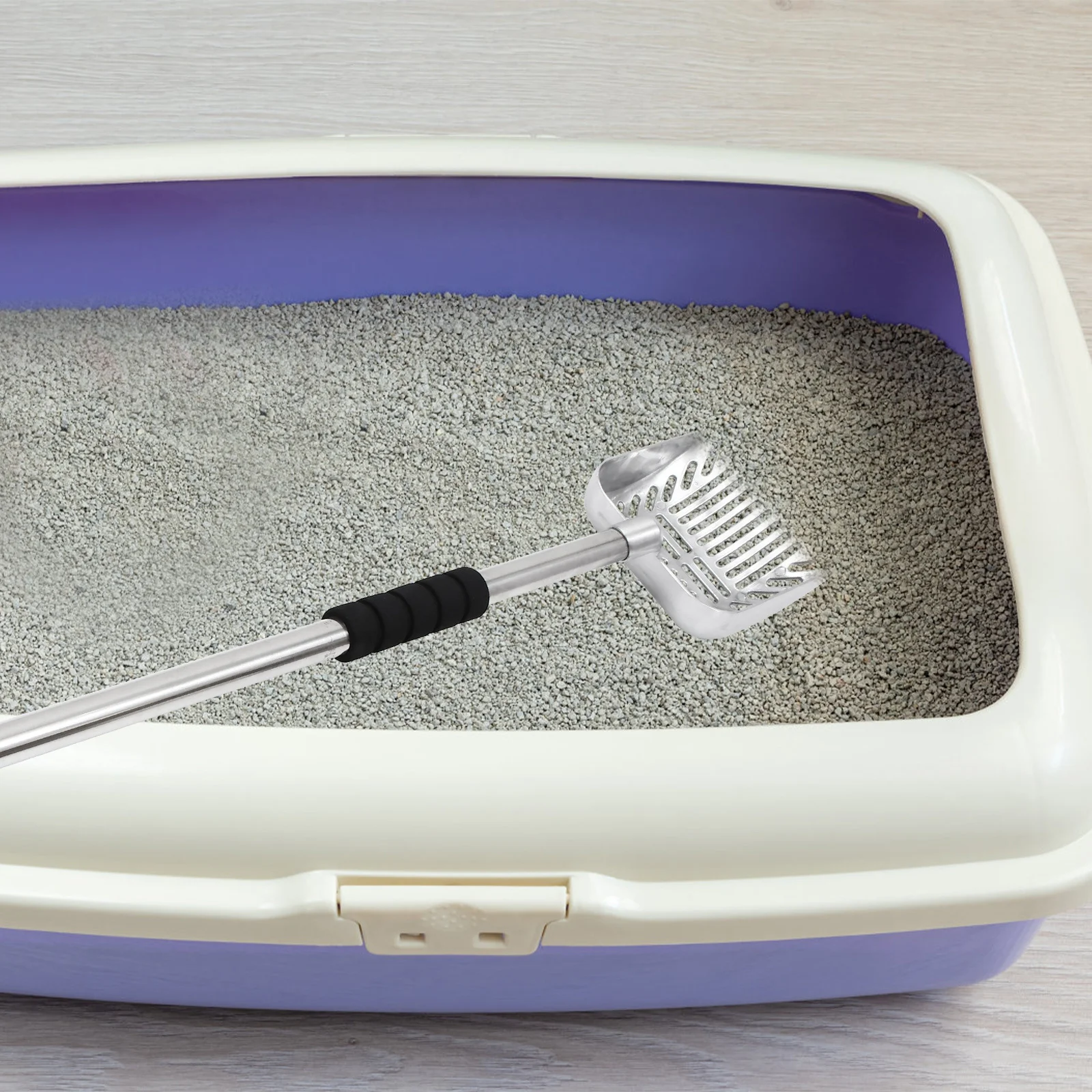 

Long Handle Cat Litter Scoop Telescoping Metal Scooper for Dogs and Cats Efficient Sanitary Cleanup Pet Litter