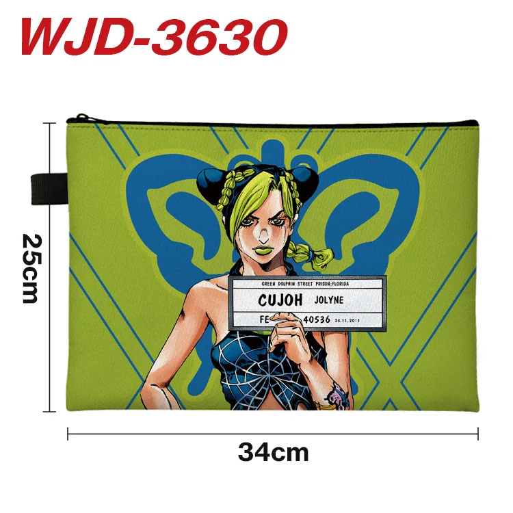 JoJo's Bizarre Adventure Cartoon Printing Document Bag Anime Zipper Bag Examination Paper Stationery Portable Storage Bag