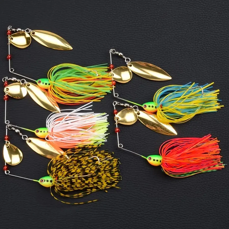 5pcs Hard Bait Kit Sequin Fishing Lures Set Willow Leaf Blade Sinking Artificial Baits Sequin Spinnerbait Wobblers For Pike Fish