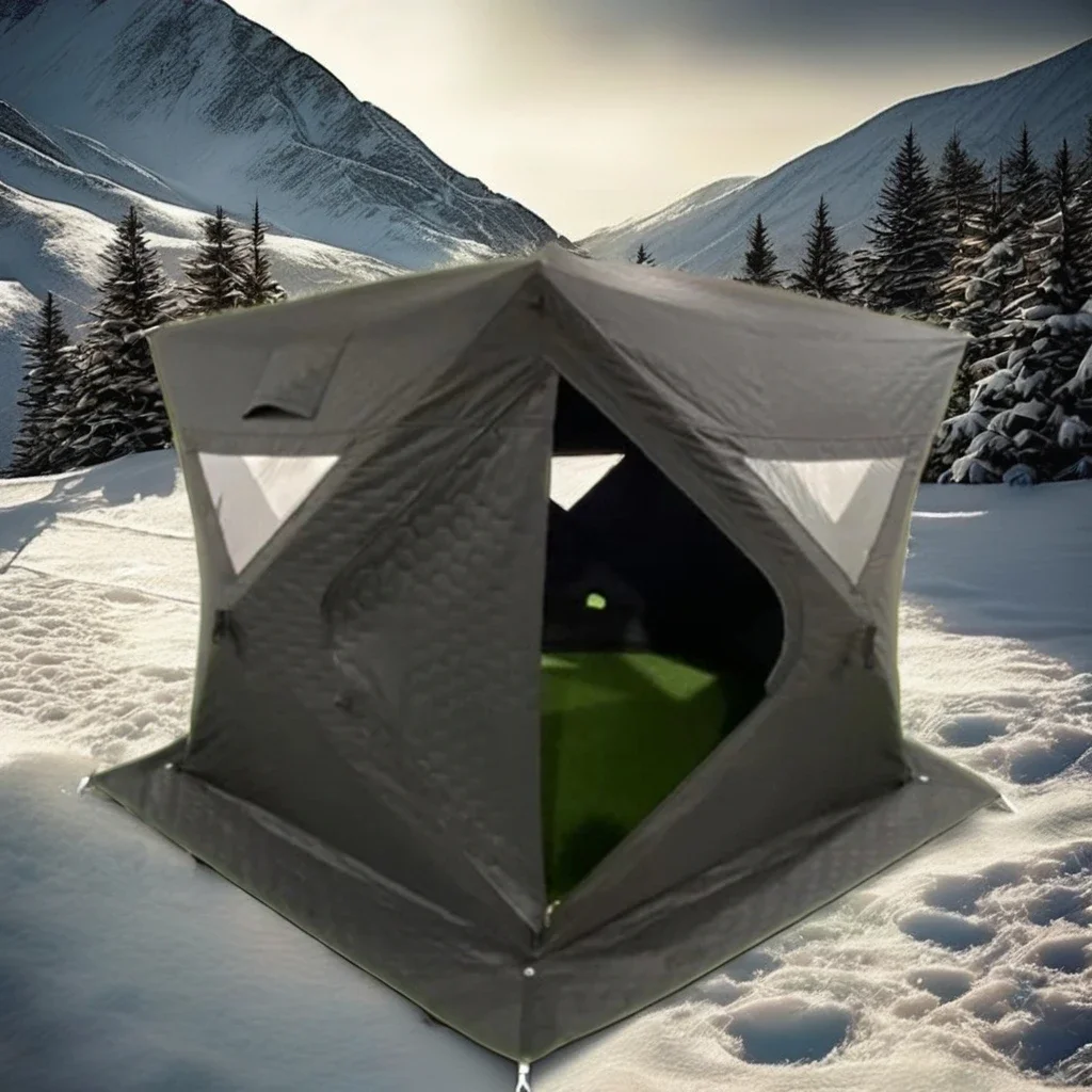 Newest Black Pop-Up Hexagonal Tent Winter Cotton Coated for Sauna Hiking and Fishing  Outdoor Adventures