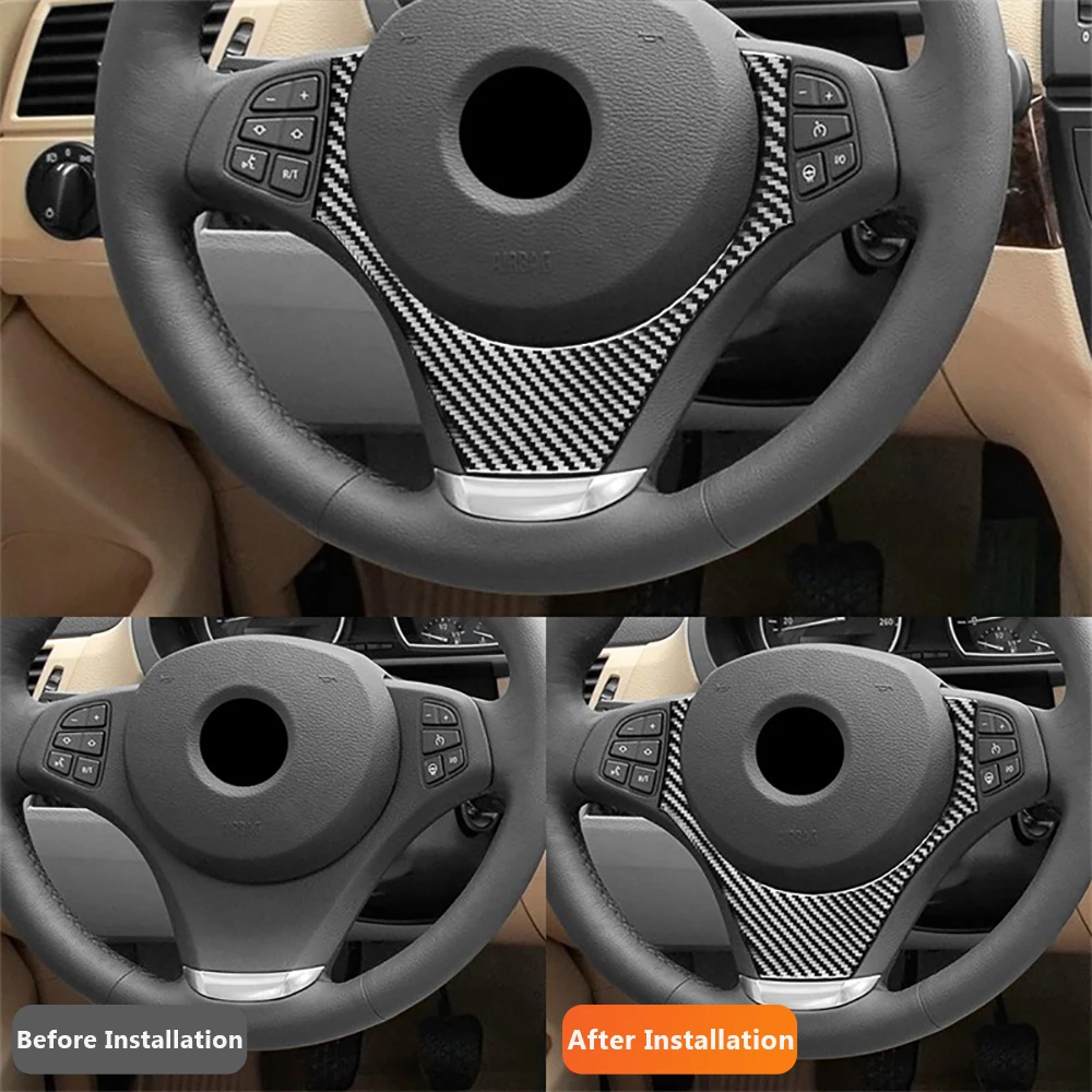 For BMW X3 E83 2006-2010 Car-styling Carbon Fiber Car Steering Wheel Decorative Stickers Interior Modified Auto Accessoriess