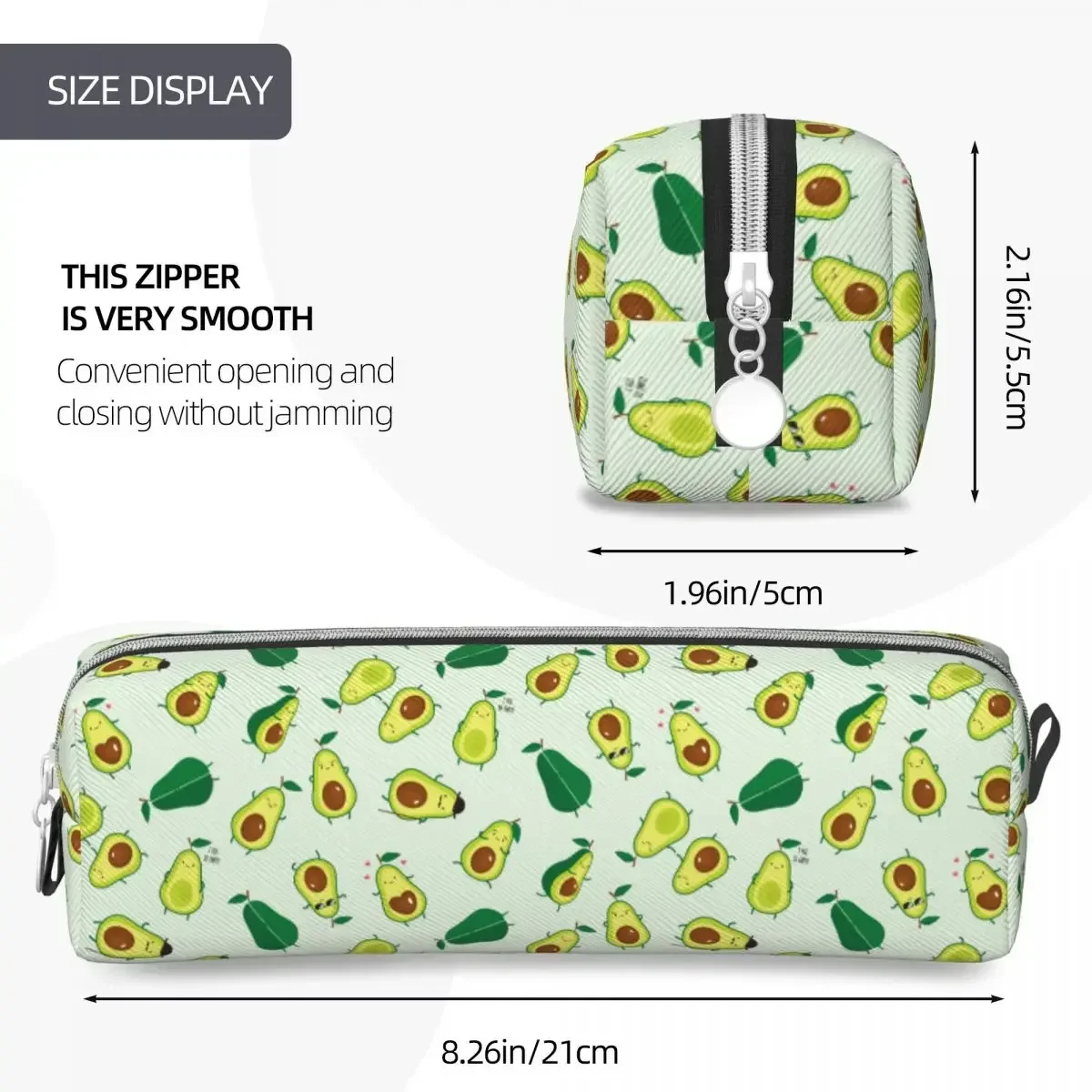 Cute  Green Avocado Pencil Cases Avocados Lover Pencilcases Pen Box Kids Big Capacity Bag Students School Zipper Stationery