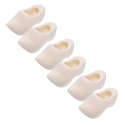 3 Pairs Wooden Shoe Model Accessories House Craft Decoration Baby Slippers Mini Miniature Shoes Bride Kids Toys