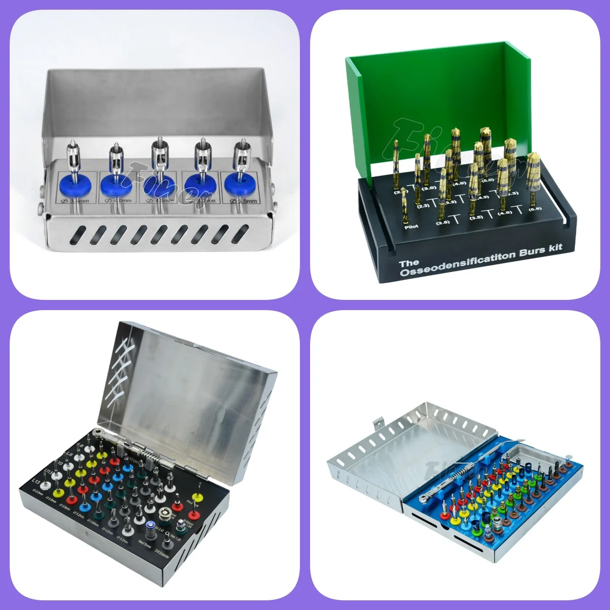 

Dental Implant Drills Trephine Burs Tissue Punch Osseodensification Burs Dental Expander Pilot Cornical Drills Stoppers