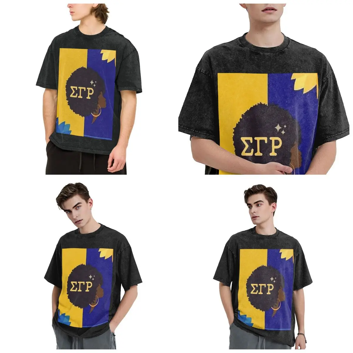 Sigma Gamma Rho 1922 SGR Hip Hop Short Sleeve T-Shirts Washed Tops Tees Streetwear T Shirt Oversized for Men woman
