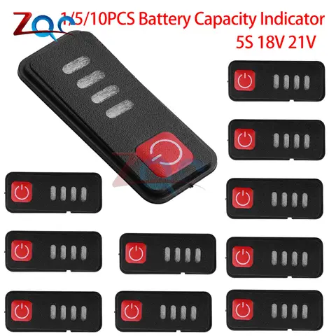 1/5/10PCS Lithium Battery Display 5S 18V 21V Electric Drill Screwdriver Battery Capacity Indicator LED Display 18650 Batteries