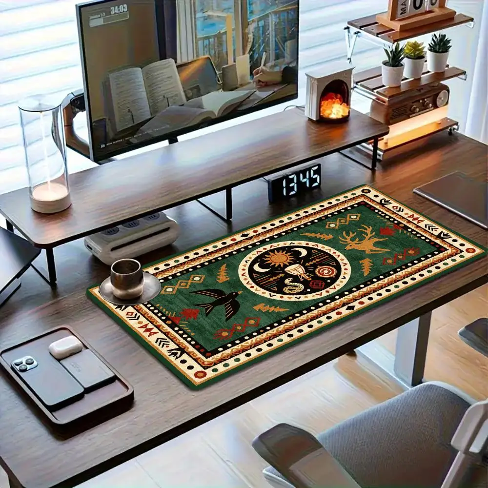 Black White Ink Splash Persian Rug Pattern Gaming Mouse Pad Precision Tracking For Art Studio