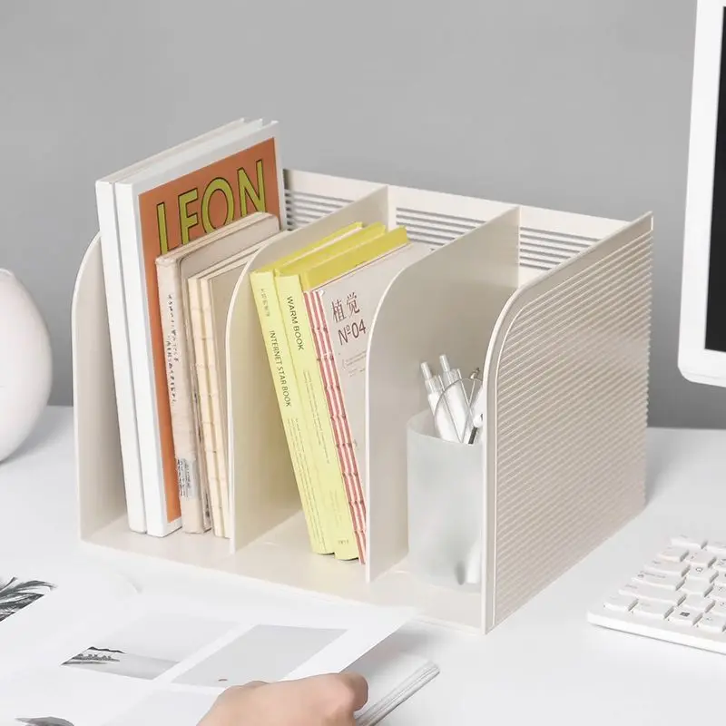 File Holder 3 Grids Desktop Bookends Desk Organizer Magazine File Organizer Creative DIY Book Organizer Student Supplies