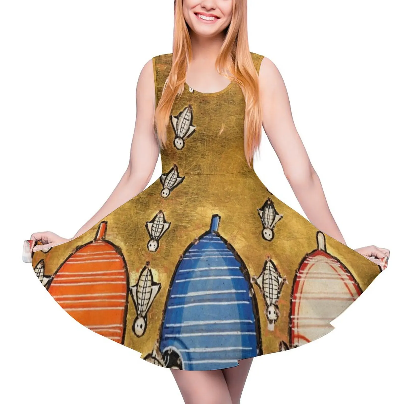 

Medieval Honeybees Sleeveless Dress Aesthetic clothing Summer skirt Elegant gowns evening dress ladies