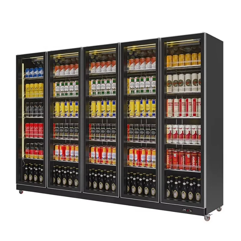 Supermarket Commercial Beverage Display Fridge Glass Door Upright Showcase Refrigeration Customized