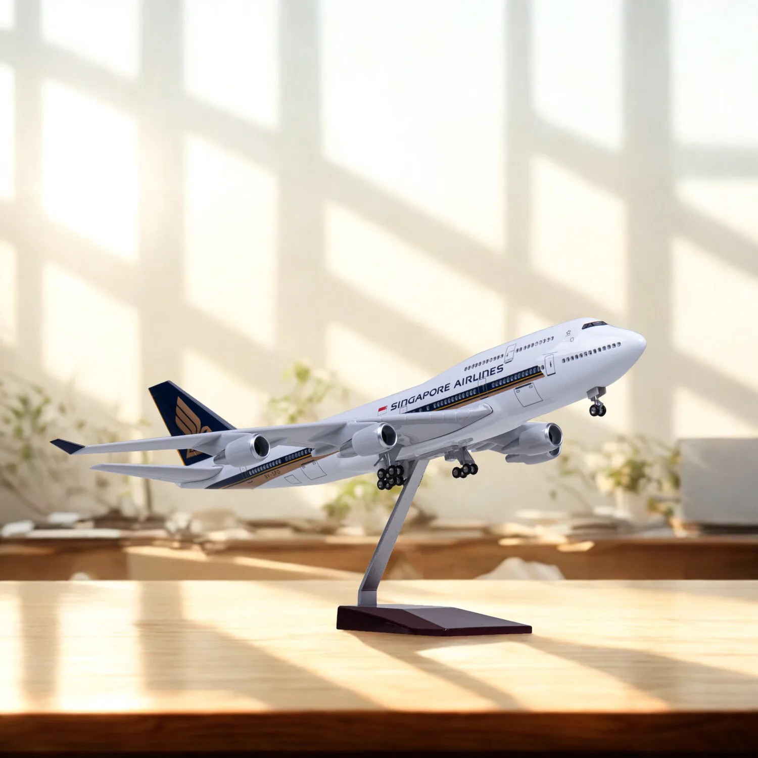 

Имитационная модель самолетов 47 см B747 Сингапурская модель самолета, литой под давлением из смолы, украшение для гостиной, сборный подарок
