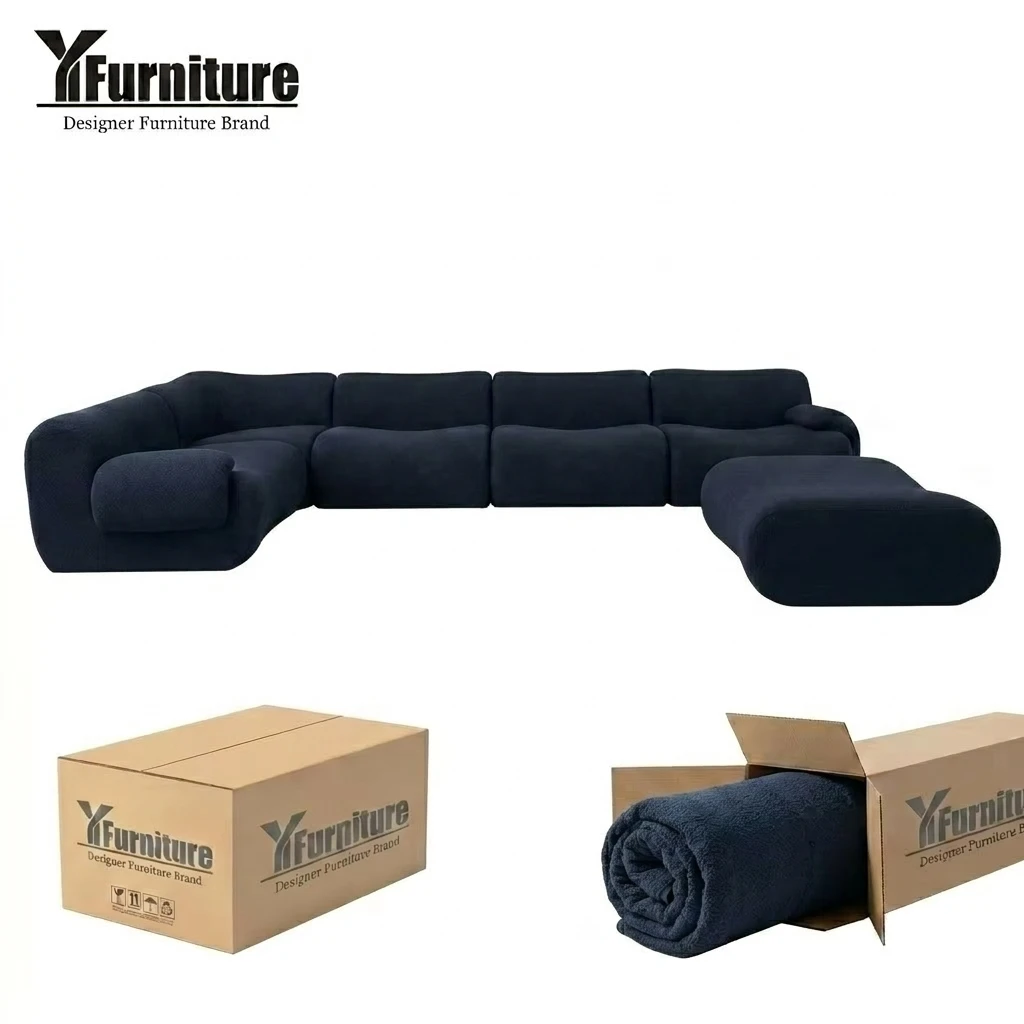 Durable Modular Sectional CE Certified Compressed Sofa Fabric Eco-Friendly Quick Recovery Modern Living Room Apartment Villa
