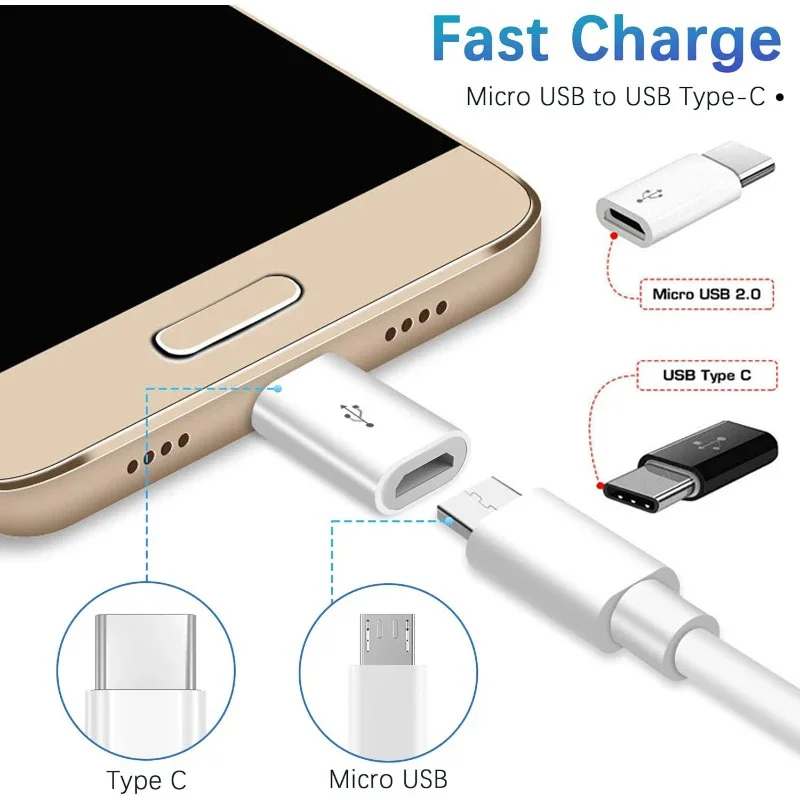 Universal Micro USB Female to Type C Male Convert Connector USB Type C OTG Adapter For Samsung Galaxy, LG, Huawei, Type-C Phones