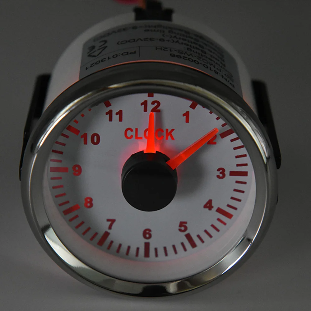 Indicatore dell'orologio puntatore da 52mm 12 ore con retroilluminazione rossa 12 ore contaore orologio per 12V 24V indicatori per auto orologio per camion Yacht da barca