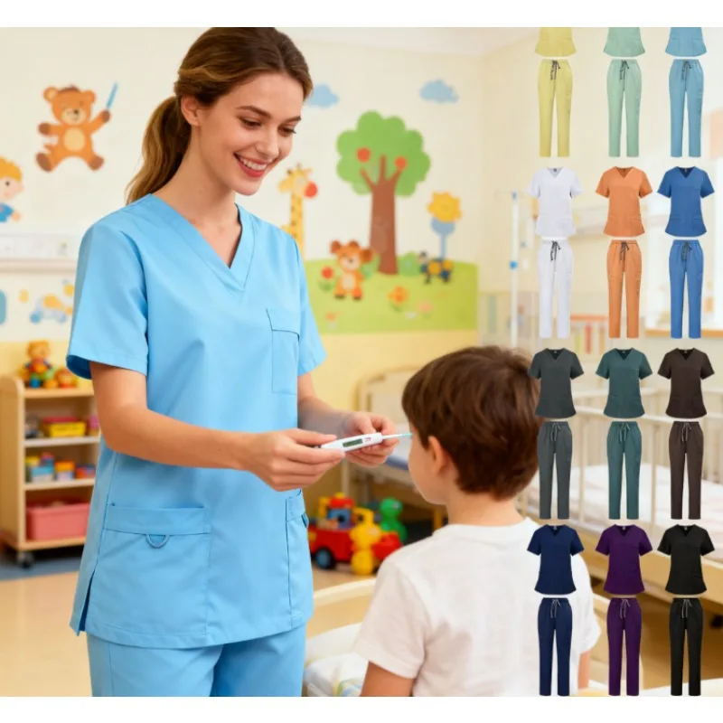 

Многоцветная рабочая форма унисекс скраб-топом больших размеров для кошачьего кафе и ветеринарной клиники