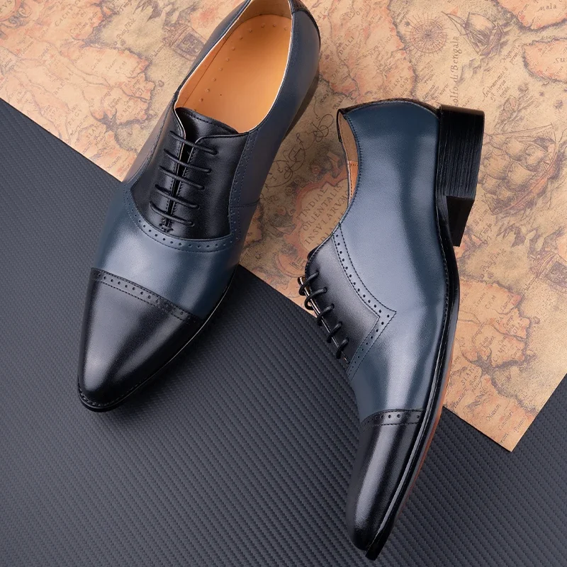 New Men\'s Formal Leather Shoes Men Leather Casual Breathable Men\'s Leather Shoes Business Versatile Lace-Up Fashion Dress Shoes