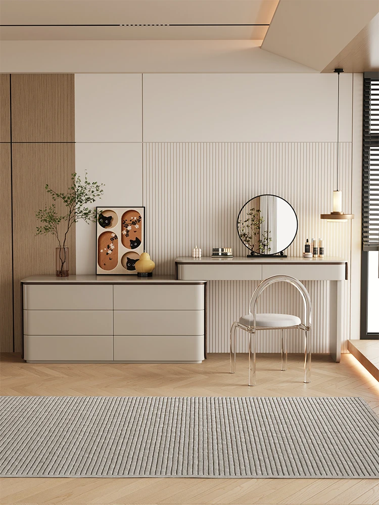

Dresser, storage cabinet, chest, integrated bedroom, wabi-sandy wind, simple end of bed, retractable makeup table, solid wood