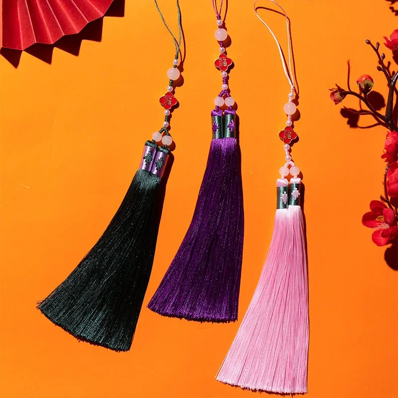 30CM Handmade Large Double Tassel Rayon Tassel Chinese Knot Suit Interior Decoration Pendant Rope Beaded Fringe Trim Tassel