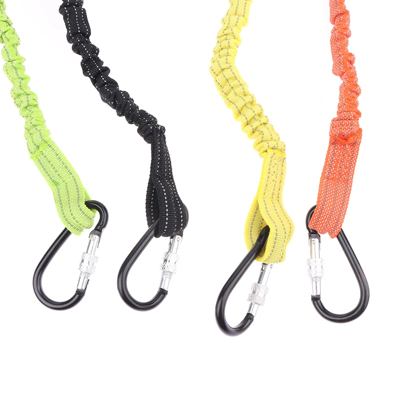Safety Bungee Tether Tool Lanyard With Carabiner Hook Climbing Working Anti-Falling Safety Rope Aerial Work Climbing Accessories