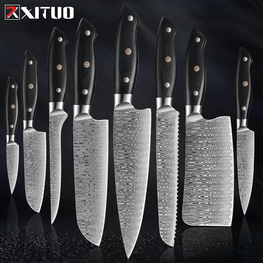 XITUO Professional Kitchen Knives High Carbon Stainless Steel Chef Knife Set Ultra Sharp Japanese Cooking Knife Ergonomic Handle