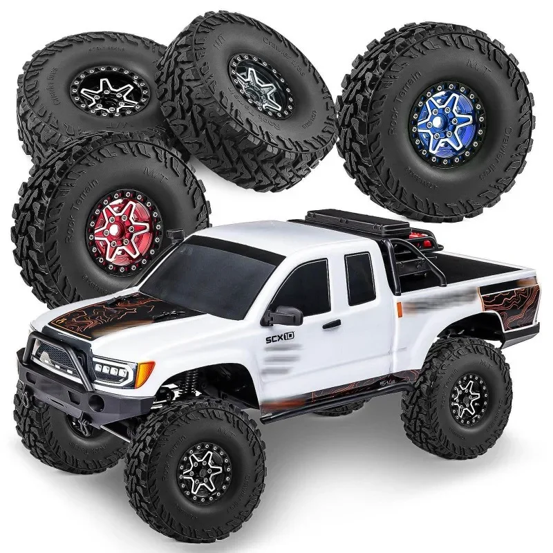 4 Stück 120mm 1,9" Metall Beadlock Felgen Gummireifen Set für 1/10 RC Crawler Auto Trxs TRX4 RC4WD D90 D110 Axial SCX10 MST