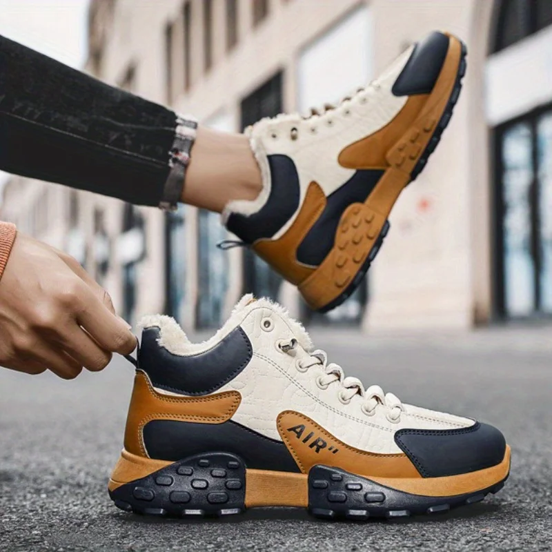 Men Platform Warm Cotton Shoes Male Thick Sneakers Winter Shoes Men Fashionable Casual Running Shoes High Top Snow Boots
