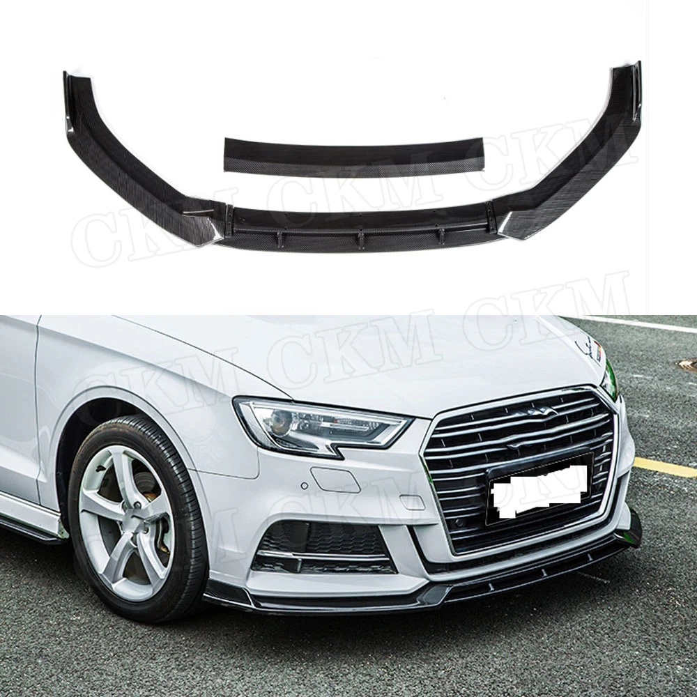 

4PCS/Set ABS Front Lip Spoiler for Audi A3 S3 Sline Not For A3 Standard 2017 2018 2019 Black Head Bumper Chin Shovel Car Styling