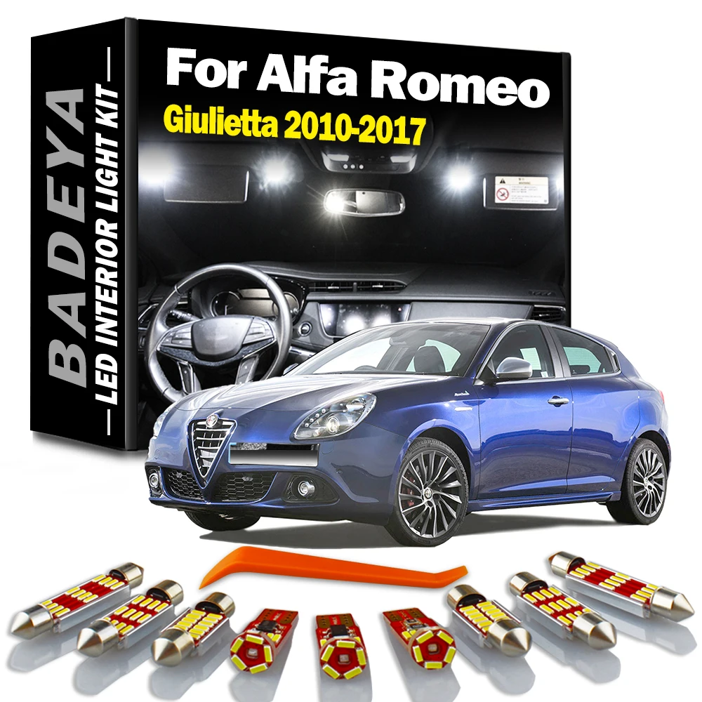 

BADEYA 16 шт. искусственная карта, купольная дверь, фотокомплект для Alfa Romeo Giulietta 940 2010- 2015 2016 2017, автомобильная лампа номерного знака
