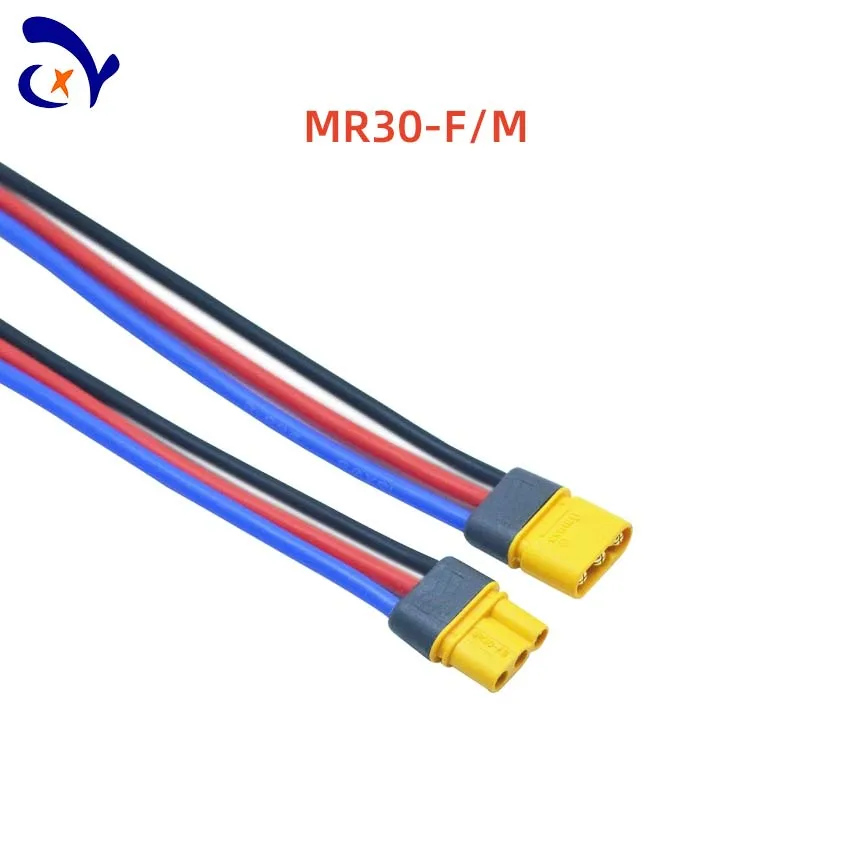 1PCS/1 Pair Amass MR30-Male/Female Connector Three Hole Plug Extension Cable With 18AWG Silicone Wire Length 10cm/15CM