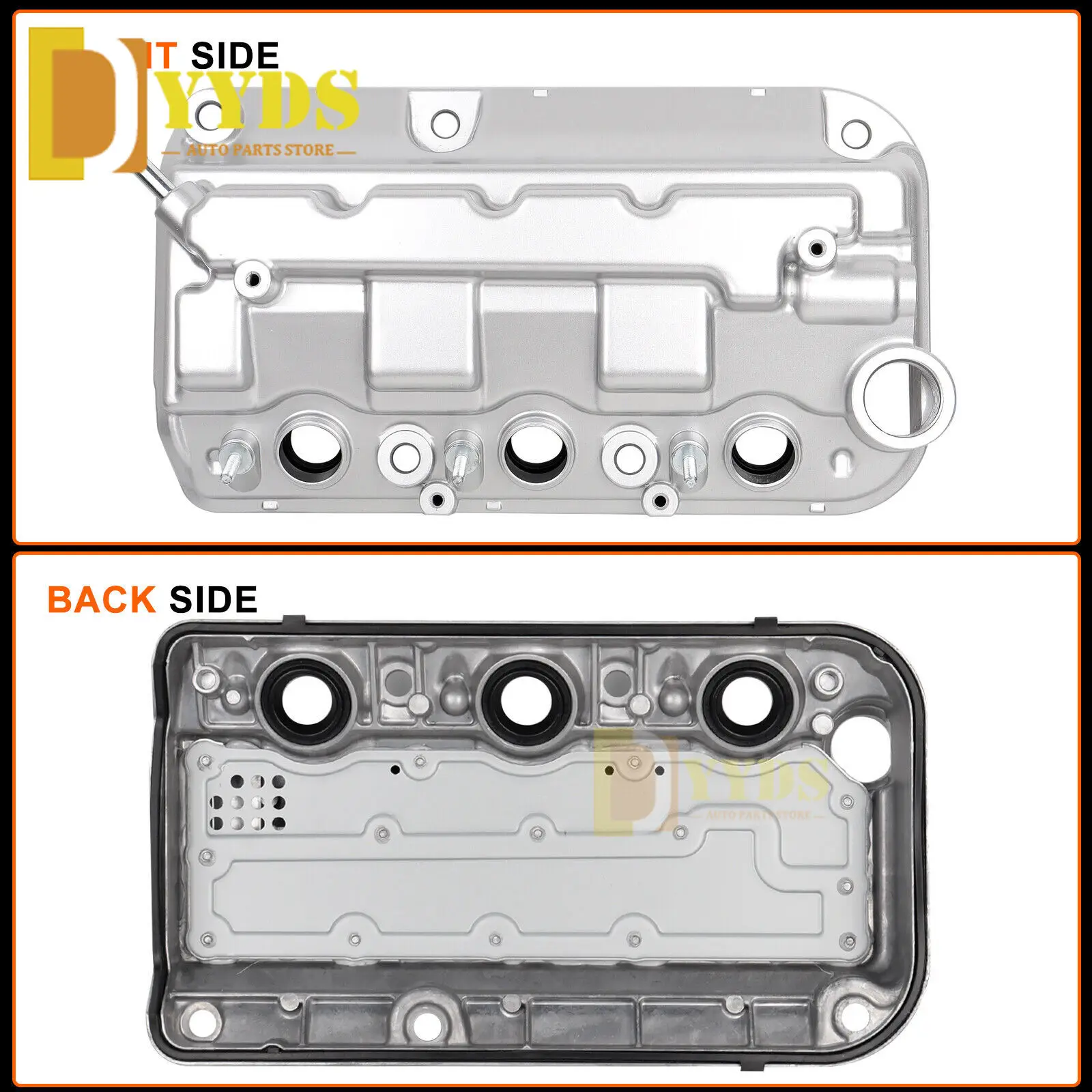 Aluminum Engine Valve Cover w/ Gasket For Honda Accord V6 Odyssey Pilot Acura MDX SOHC 3.7L Rear OEM:12310R70A10 12320R70A00