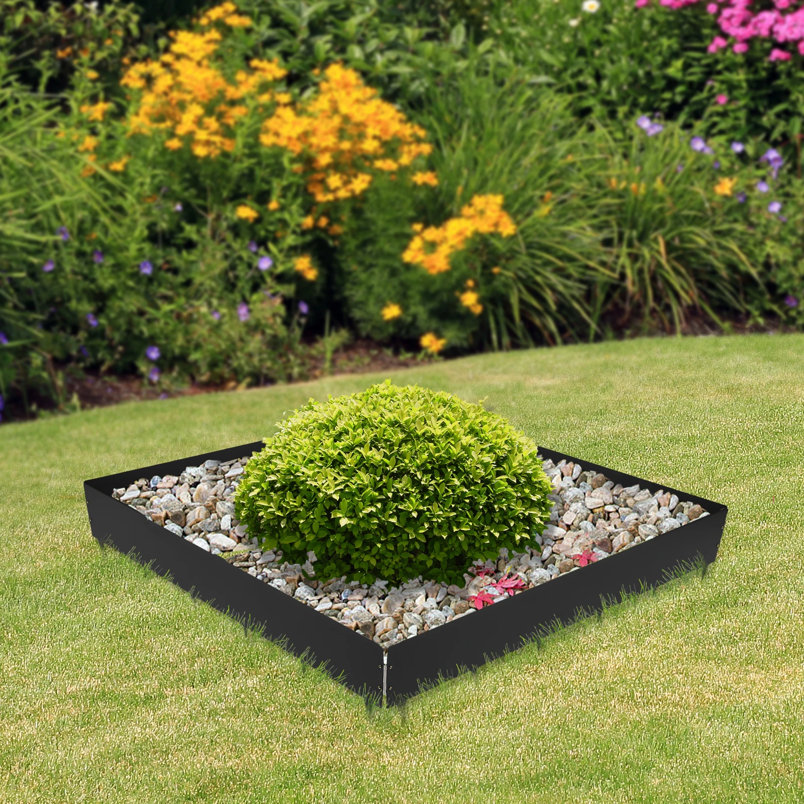 

4/6 Pcs Metal Landscape Edging Lawn Edging Borders Black Bendable Steel Edging 40x8 Inch